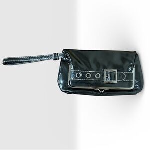 Rafe New York vintage style clutch bag patent leather with silver buckle